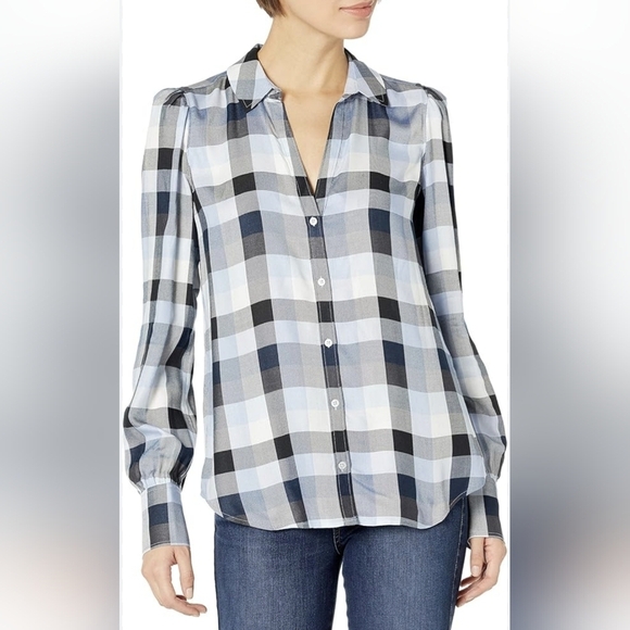 PAIGE Josslyn plaid V-Neck long sleeve button down top - Picture 7 of 7